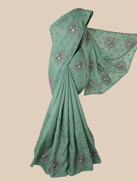 

Pothys Green Ethnic Motifs Embroidered Art Silk Saree