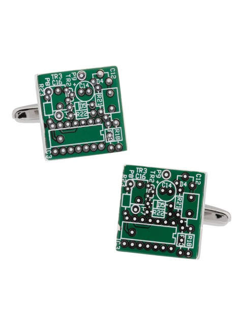

The Tie Hub Green & Silver-Toned Cufflink