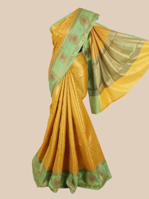 

Pothys Yellow Floral Zari Art Silk Banarasi Saree