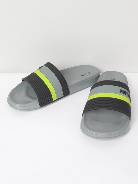 

max Men Black & Grey Striped Sliders