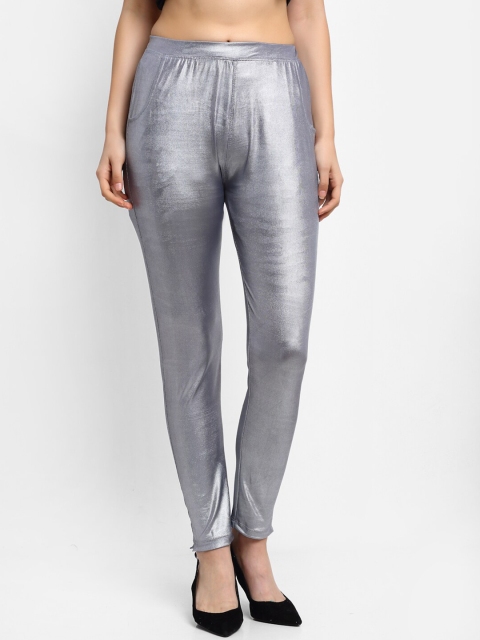 

NEUDIS by Dhrohar Women Silver Skinny Fit Solid Treggings