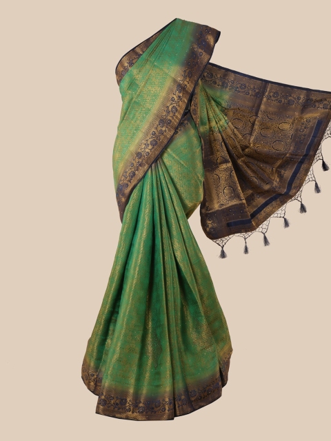

Pothys Green & Blue Woven Design Art Silk Banarasi Saree