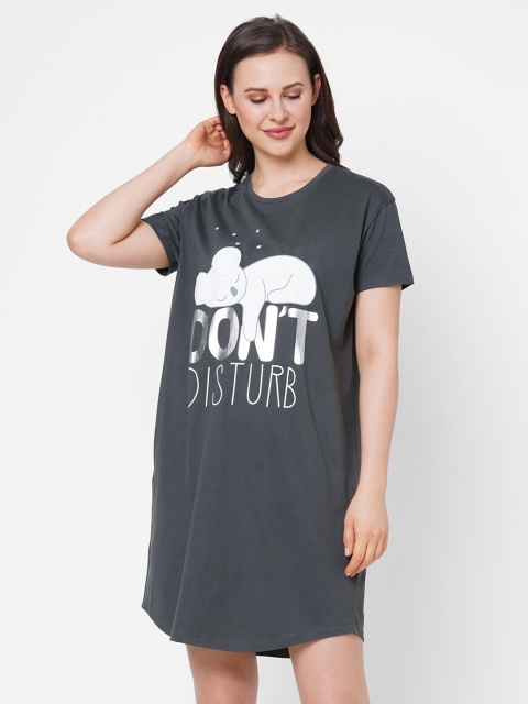 

Sweet Dreams Grey Printed Cotton Nightdress