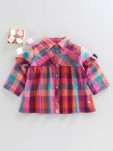 

Ed-a-Mamma Red & Orange Checked Shirt Style Top