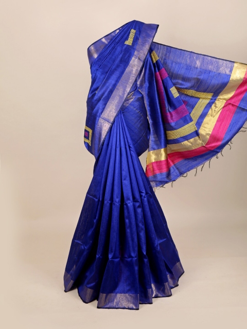 

Pothys Blue & Pink Jute Silk Saree