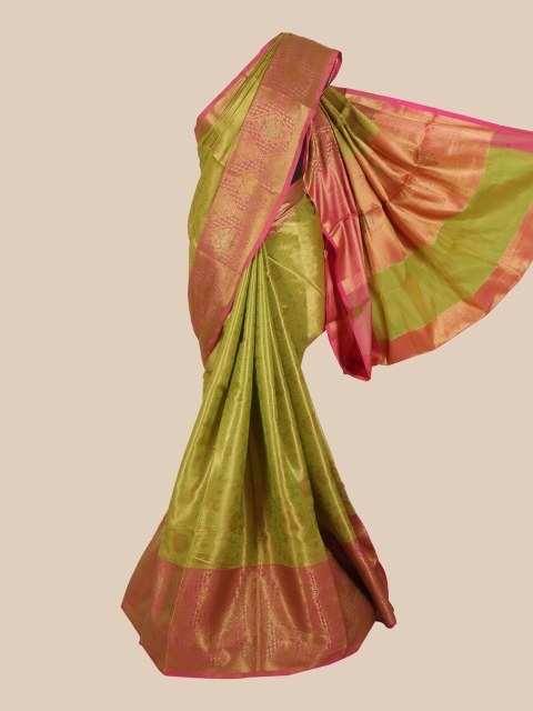 

Pothys Green & Pink Floral Zari Art Silk Banarasi Saree