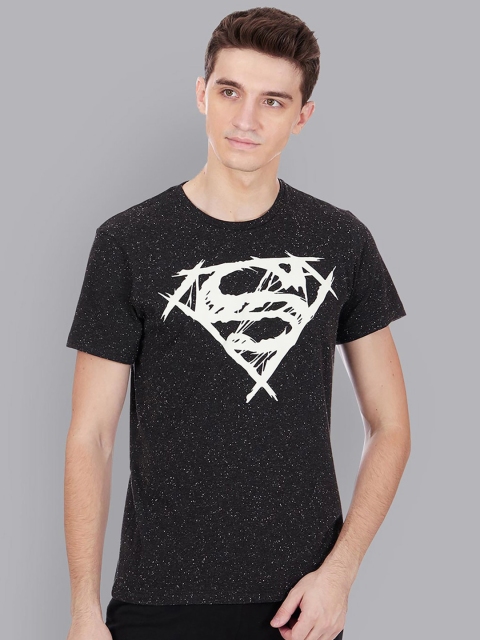 

Free Authority Men Black & White Superman Printed Cotton T-shirt