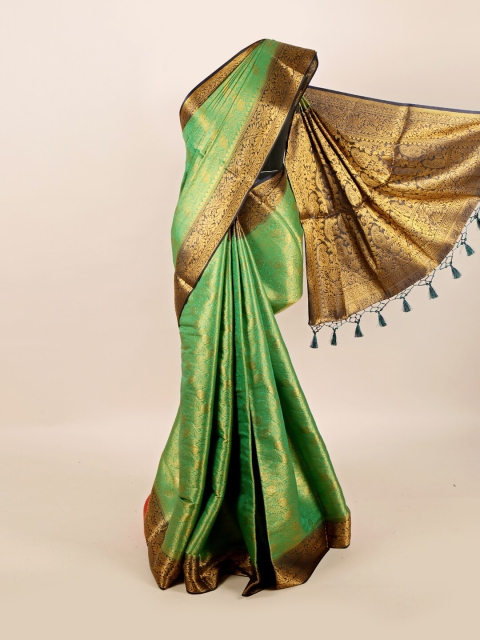 

Pothys Green & Black Floral Art Silk Banarasi Saree