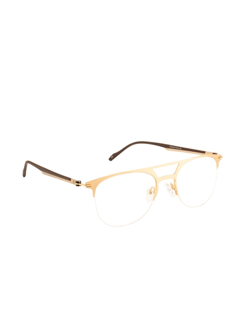 

Ted Smith Unisex Gold & Brown Half Rim Aviator Frames