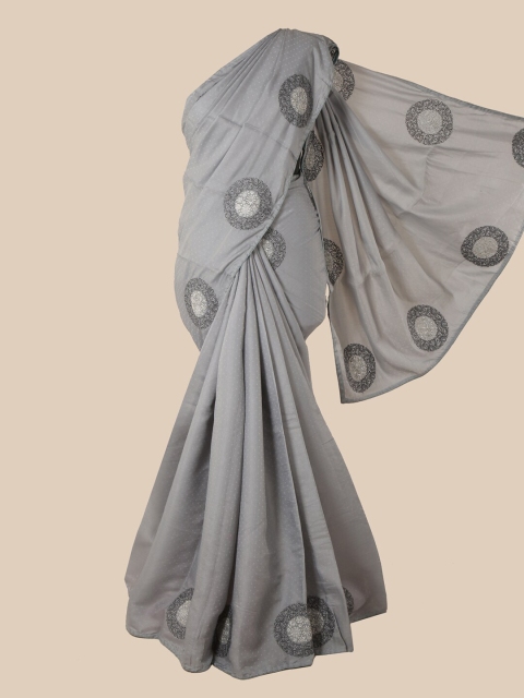 

Pothys Grey & White Ethnic Motifs Art Silk Saree
