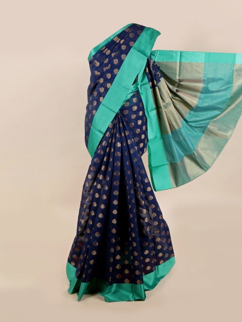 

Pothys Blue & Green Floral Zari Saree