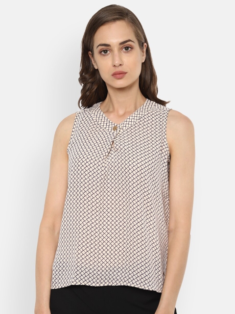 

Van Heusen Woman Beige & Black Geometric Regular Top