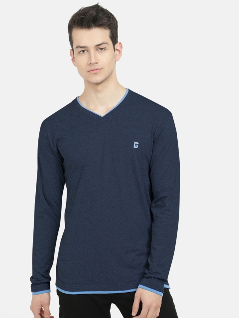 

V2 Value Variety Men Blue V-Neck Extended Sleeves T-shirt