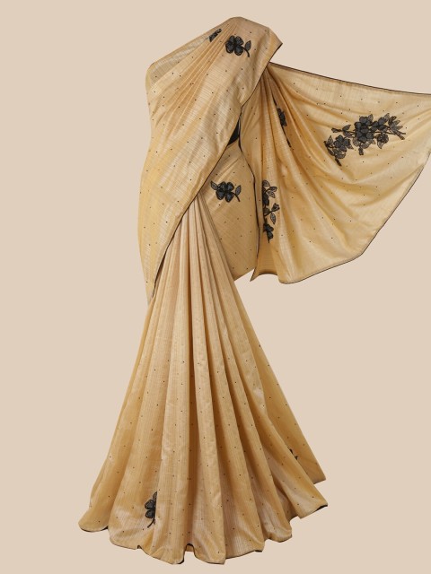 

Pothys Cream & Black Embellished Art Silk Saree