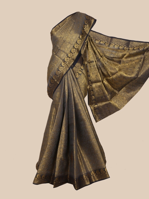 

Pothys Grey & Gold-Toned Woven Design Art Silk Banarasi Saree