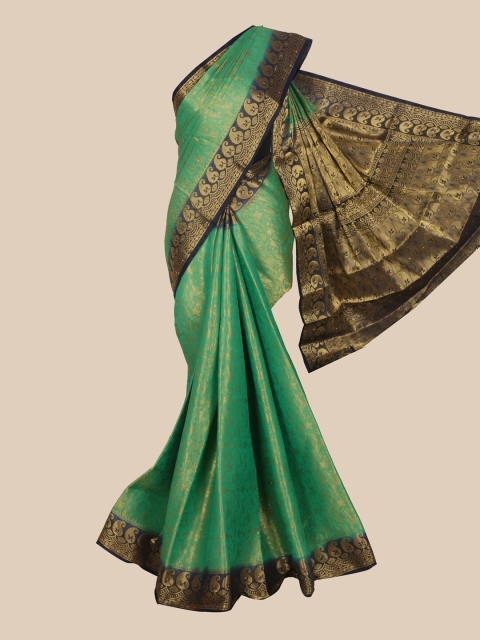 

Pothys Green & Blue Woven Design Art Silk Banarasi Saree