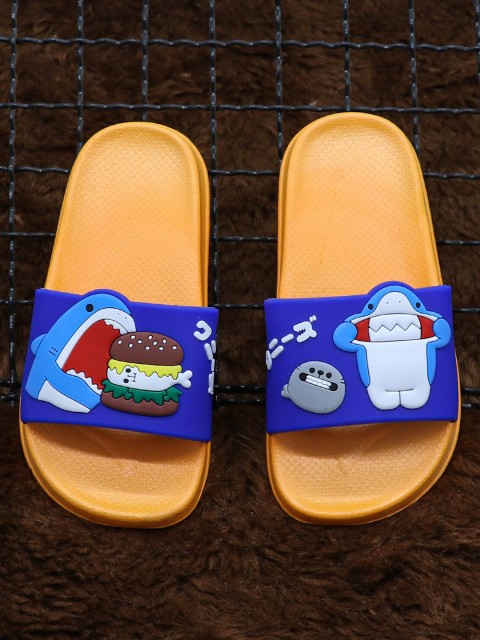 

FEETWELL SHOES Unisex Kids Orange & Blue Rubber Sliders