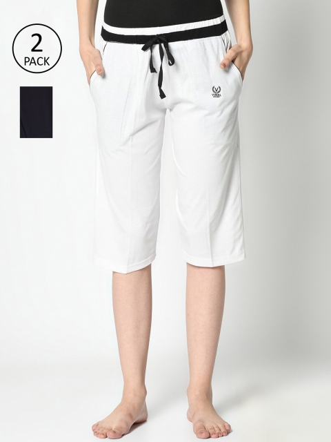 

VIMAL JONNEY Women Pack of 2 White & Black Lounge Shorts