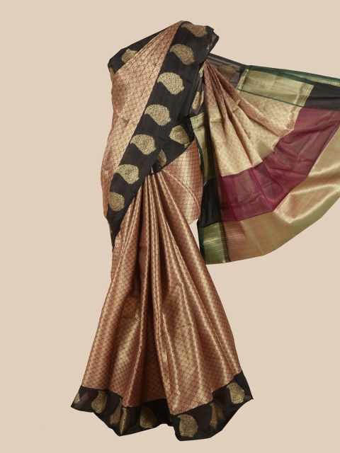 

Pothys Burgundy & Black Woven Design Art Silk Banarasi Saree
