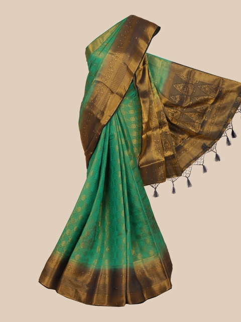 

Pothys Green & Blue Ethnic Motifs Zari Art Silk Banarasi Saree