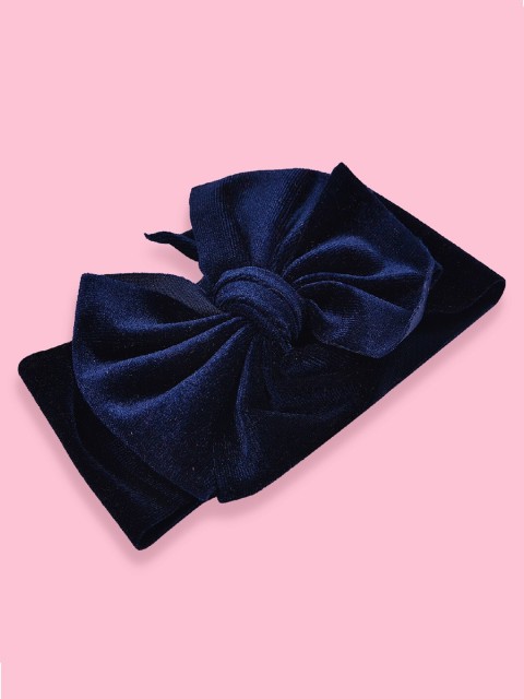 

AQUASTREET Girls Navy Blue Velvet Big Bowknot Embellished Hairband