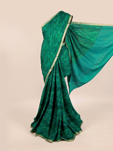 

Pothys Green & Gold-Toned Zari Pure Chiffon Saree