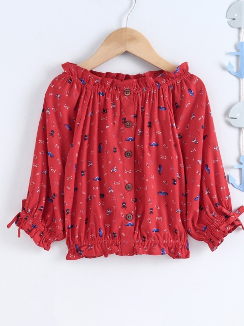 

Ed-a-Mamma Red Printed Blouson Top