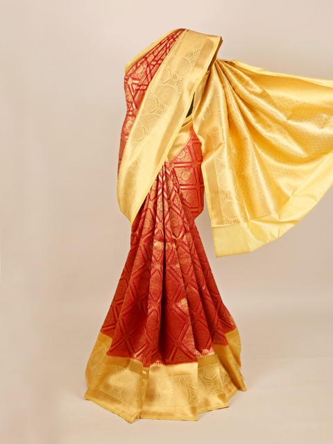 

Pothys Red & Gold-Toned Woven Design Art Silk Saree
