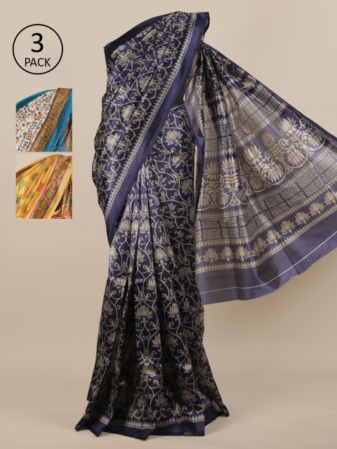

Pothys-Pack of 3 Assorted Jute Print Sarees