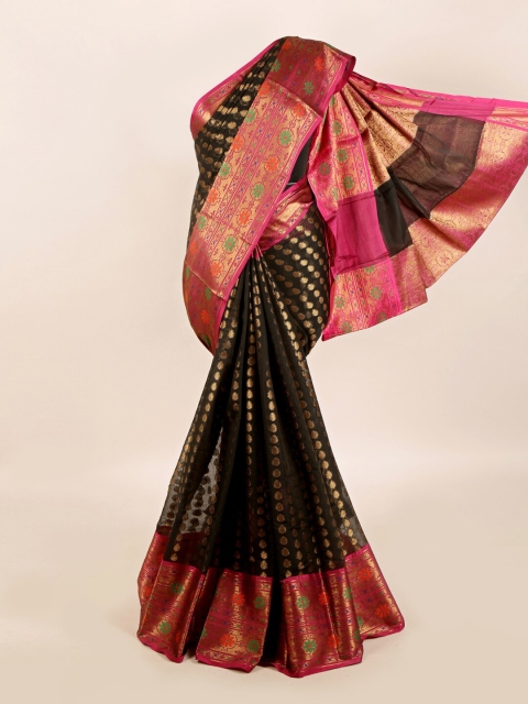 

Pothys Black & Pink Floral Saree