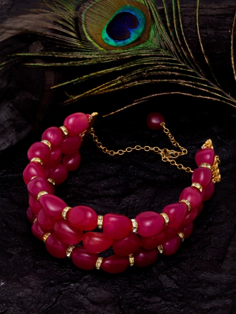 

DUGRISTYLE Gold & Red Sterling Silver Gold-Plated Handcrafted Necklace