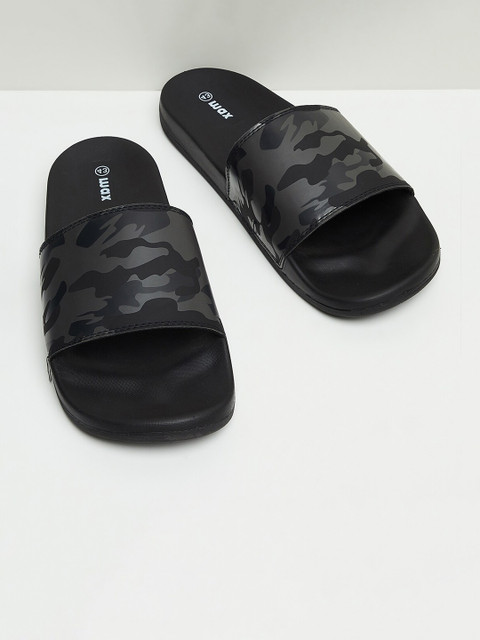 

max Men Black & Grey Camo Printed Sliders