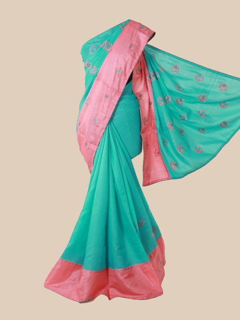 

Pothys Blue & Pink Ethnic Motifs Art Silk Saree