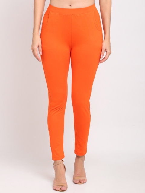 

NEUDIS Women Orange Solid Skinny-Fit Treggings