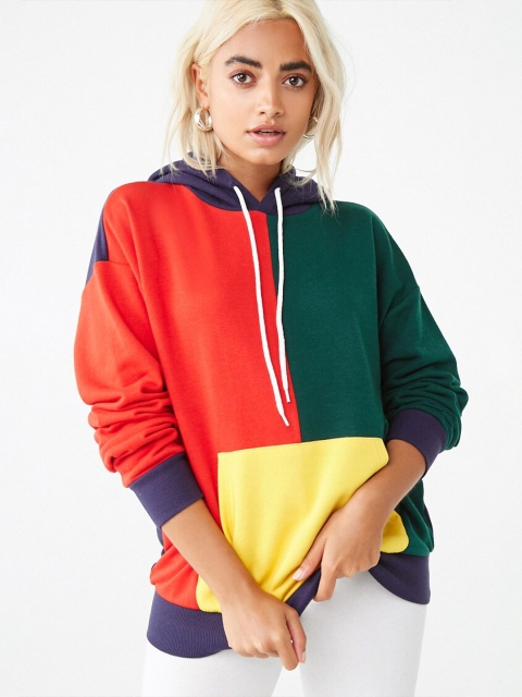

FOREVER 21 Women Multicoloured & Yellow Colourblocked Pullover, Multi