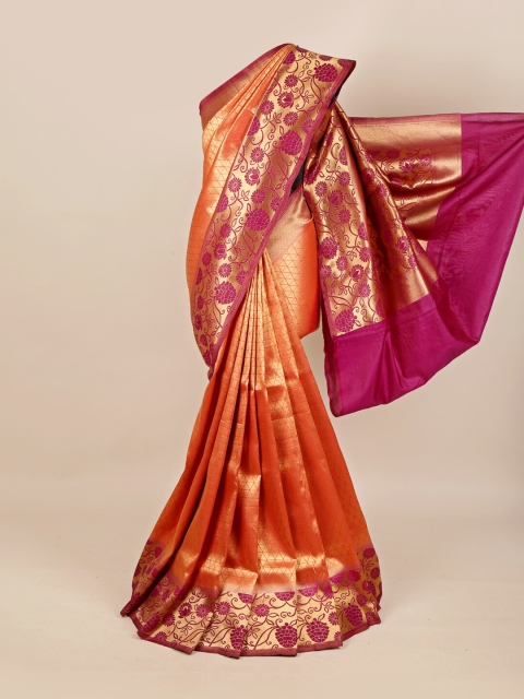 

Pothys Pink & Peach-Coloured Woven Design Art Silk Saree