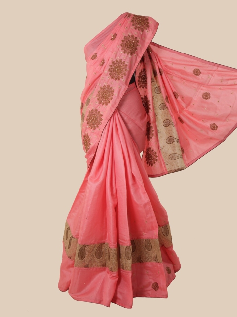 

Pothys Pink Ethnic Motifs Art Silk Saree