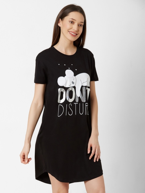 

Sweet Dreams Black Printed Nightdress