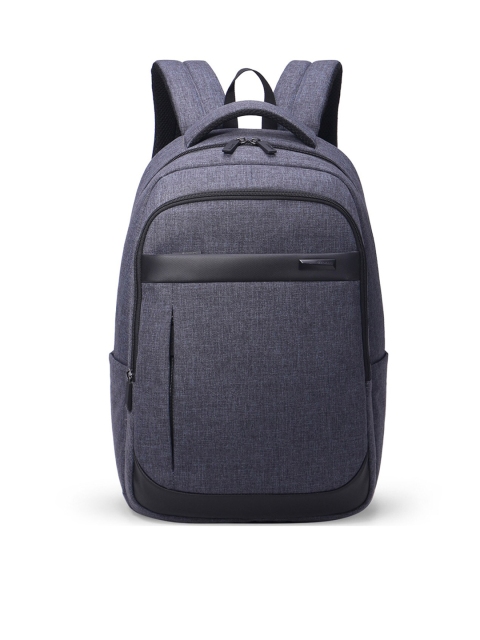 

Aoking Unisex Grey Melange & Black Polyester Backpack