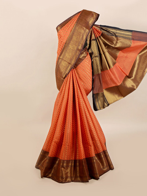 

Pothys Orange & Brown Woven Design Saree