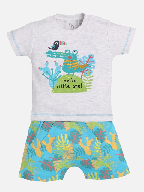 

BABY GO Boys Blue & Grey Printed T-shirt with Shorts