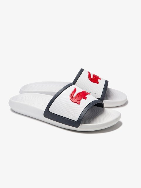 

Lacoste Men White & Red Brand logo Printed Sliders