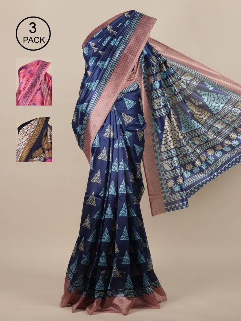 

Pothys-Pack of 3 Assorted Jute Print Sarees