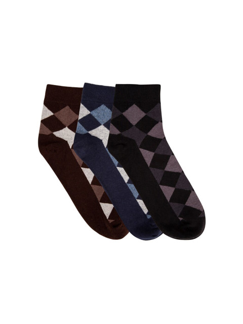 

N2S NEXT2SKIN Men Pack Of 3 Assorted Ankle-Length Cotton Socks