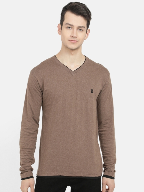 V2 Value & Variety Men Brown V-Neck T-shirt