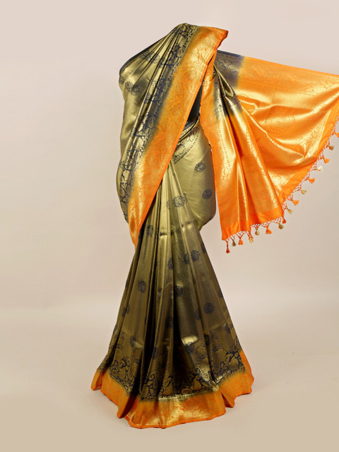 

Pothys Gold & Orange Woven Design Art Silk Banarasi Saree