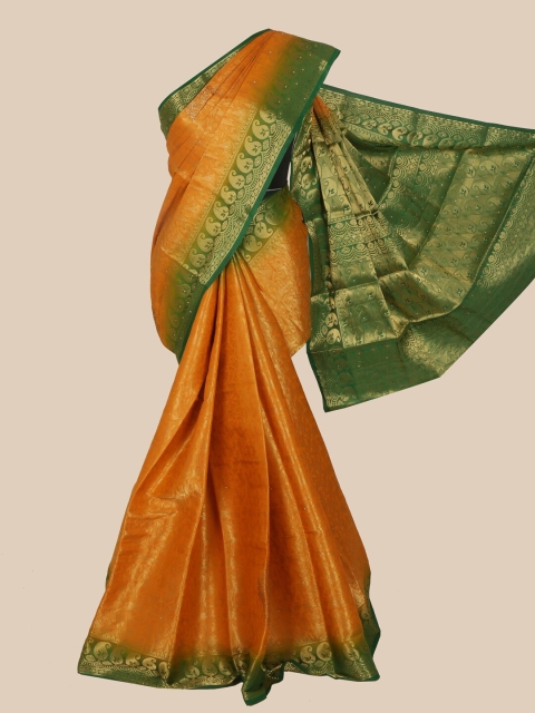 

Pothys Mustard & Green Paisley Zari Art Silk Banarasi Saree