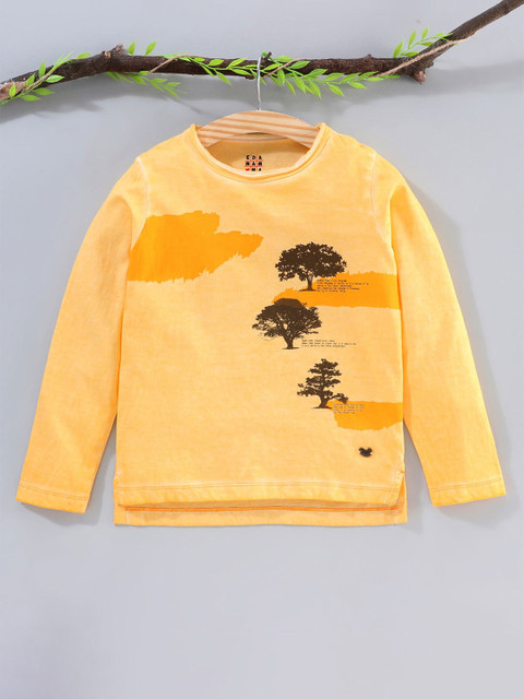 

Ed-a-Mamma Boys Yellow Floral Printed V-Neck Sustainable T-shirt