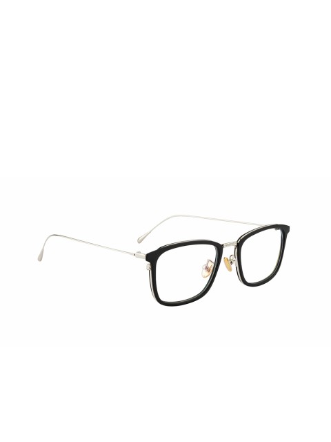 

Ted Smith Unisex Silver & Black Full Rim Rectangle Frames TSO-TR-9209_C99