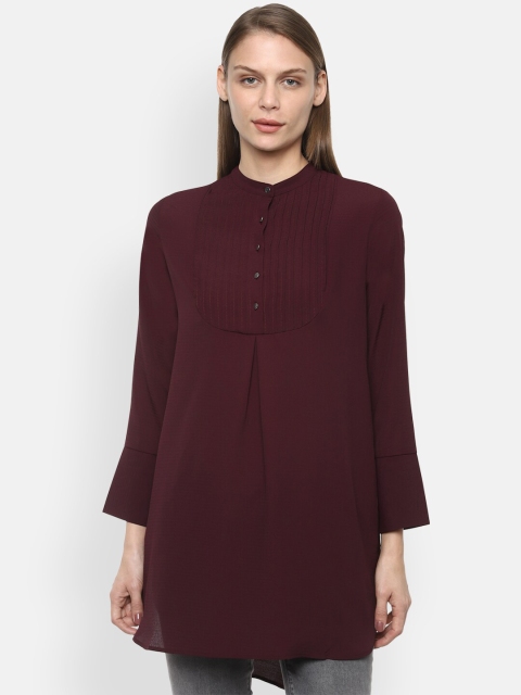 

Van Heusen Woman Maroon Mandarin Collar Tunic